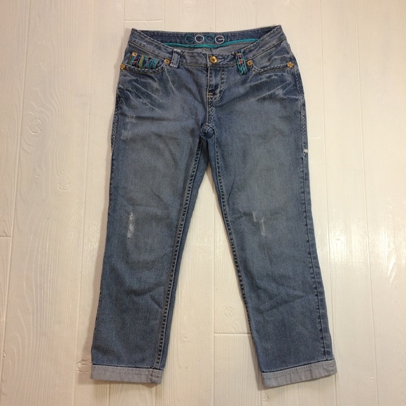 ❤️COOGI Crop Ankle RollUp Jeans Embroidered 7/8 - Picture 3 of 8